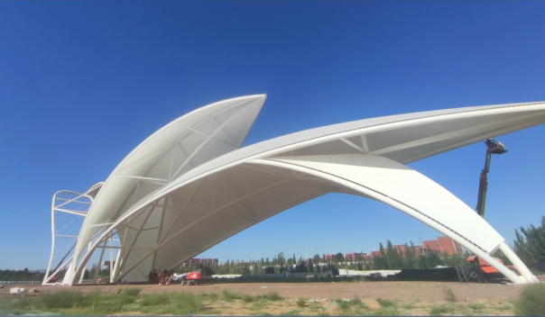 Video of steel film structure project in Malian Desert Park, Dingbian, Shaanxi Province