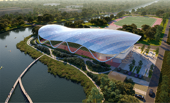 ETFE membrane structure of wind and rain playground in Songjiang Campus of Shanghai University of Engineering Science