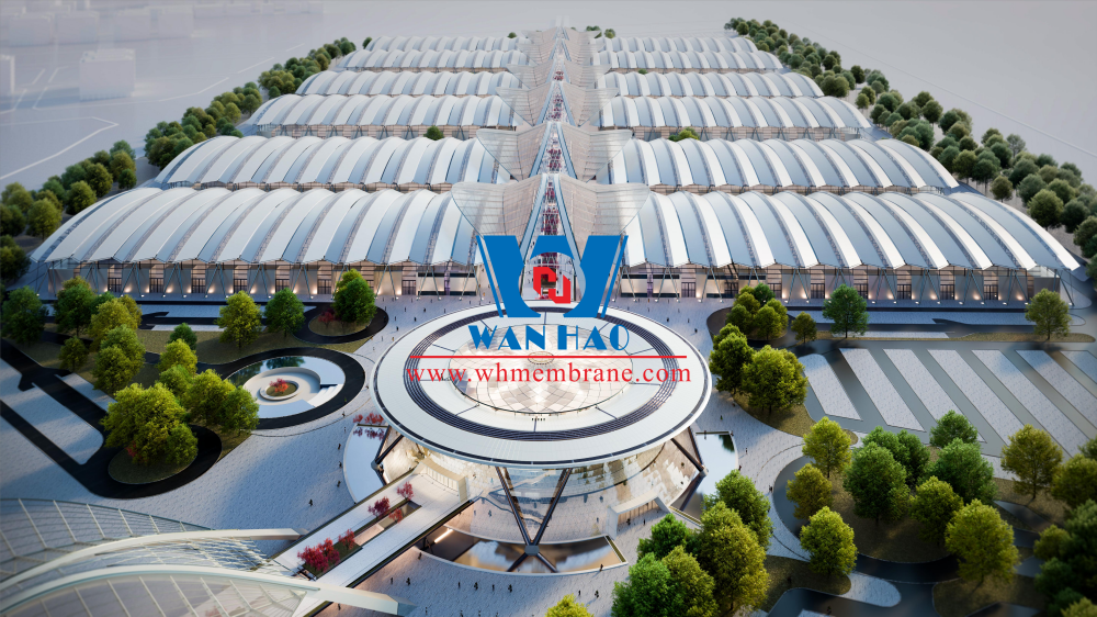 ETFE+PTFE Tensile Membrane For Digital Exhibition and Trade City Project,Zhengzhou