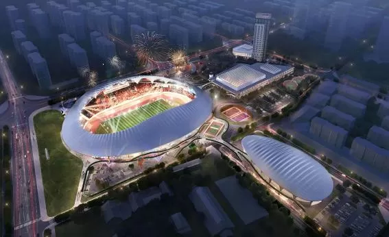 PTFE Tension Membrane Structure Roofing for Shandong Penglai Stadium