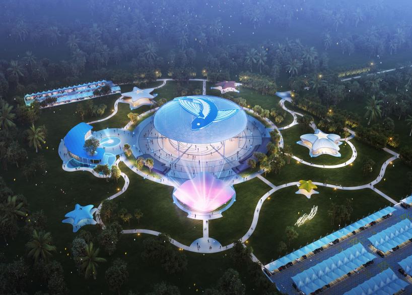 ETFE Tension Structure Membrane Roofing for Barbados Flying Fish Music Theme Park